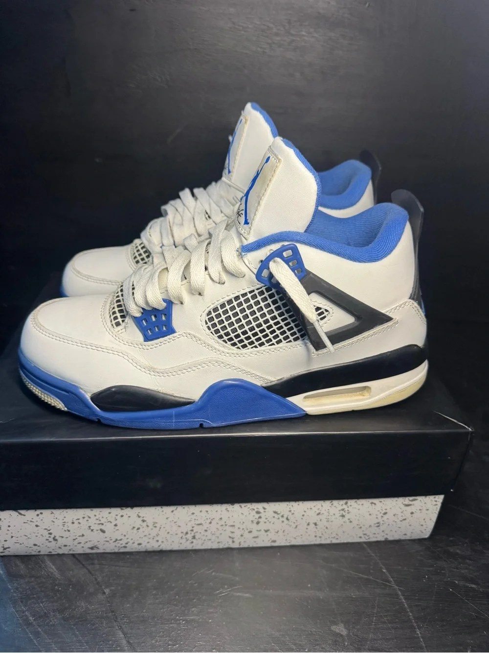 Jordan 4 Basketball Sneakers in White and Blue
